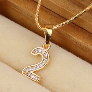 "Rose Gold Number 2 Pendant with Crystals – 18K Gold Plated Charm, XPPT1342